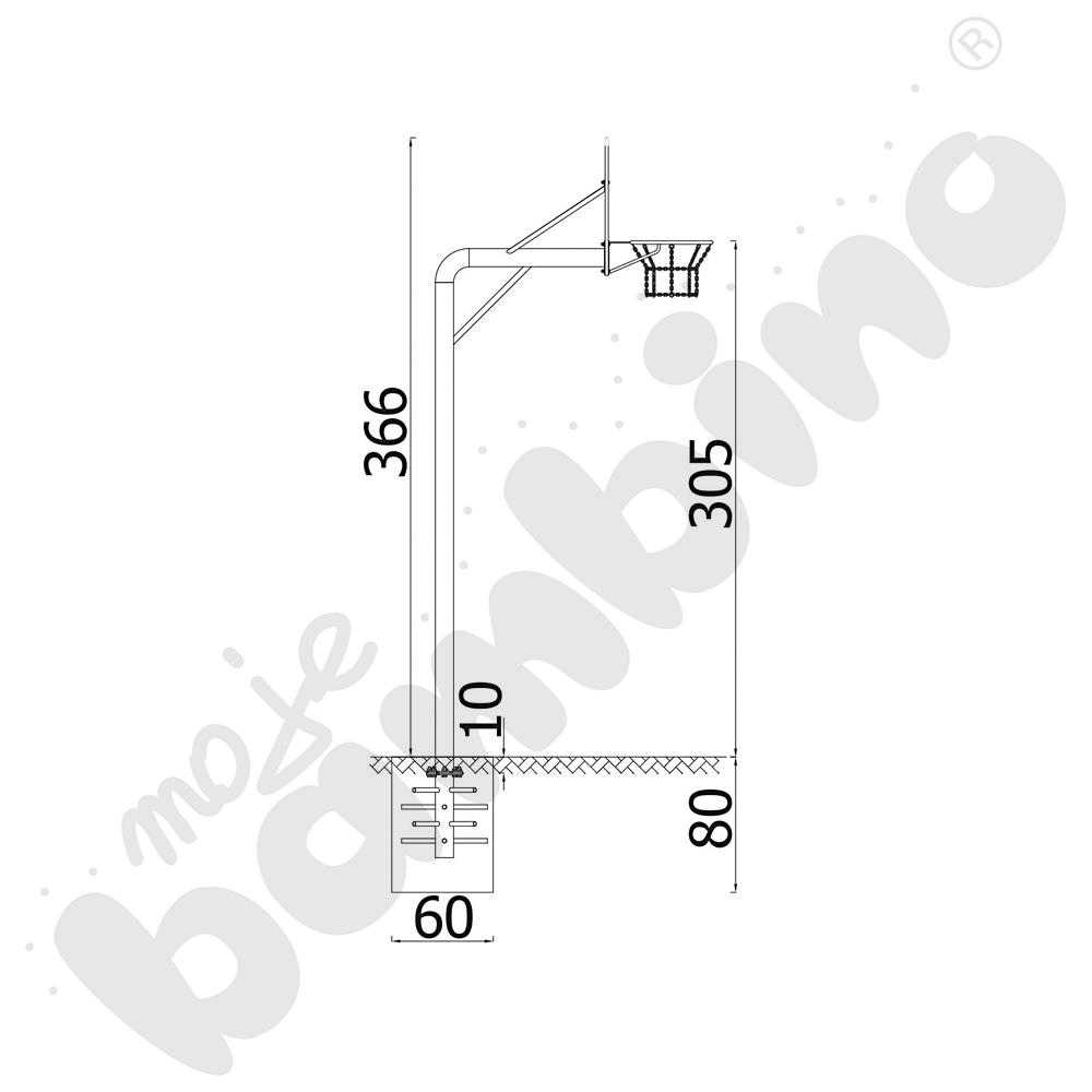Słup z koszem do koszykówki