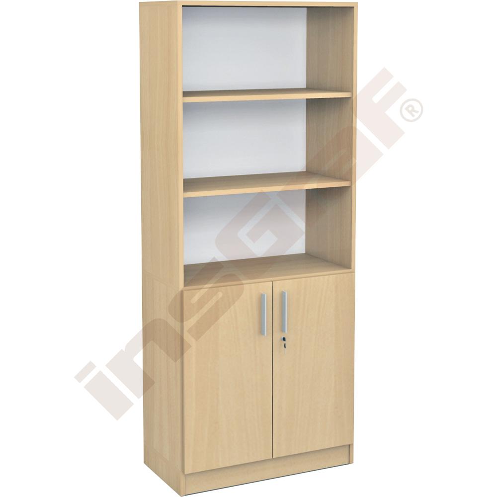 
EXPO Kombi-Regal 185 mit Schrank, auf Sockel, Griffleisten, Ahorn E
