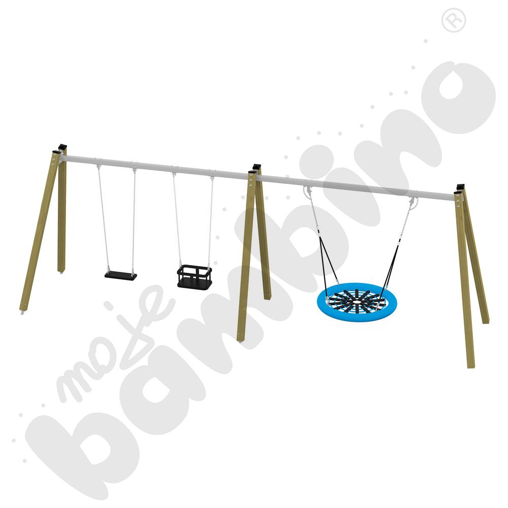 Huśtawka poczwórna drewniana Triangulo/ bez zawiesi