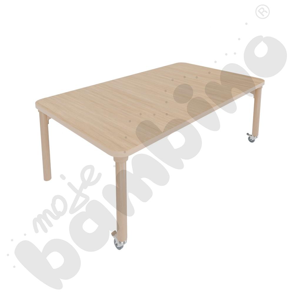 Stół Marcus 120 x 60 cm, rozm. 1, nogi drewniane brzozowe z 2 kółkami, blat klon, obrzeże ABS