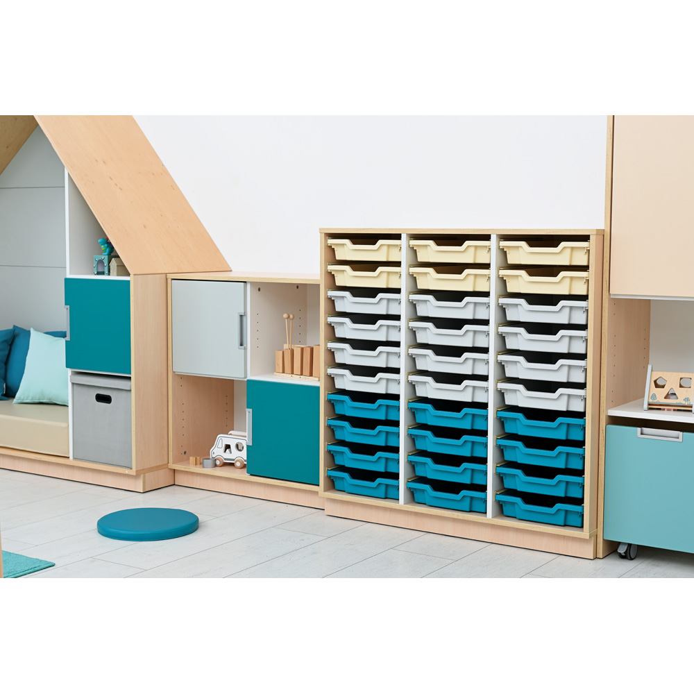 Quadro - skrinka M+ na plastové úložné boxy - s 2 predelmi