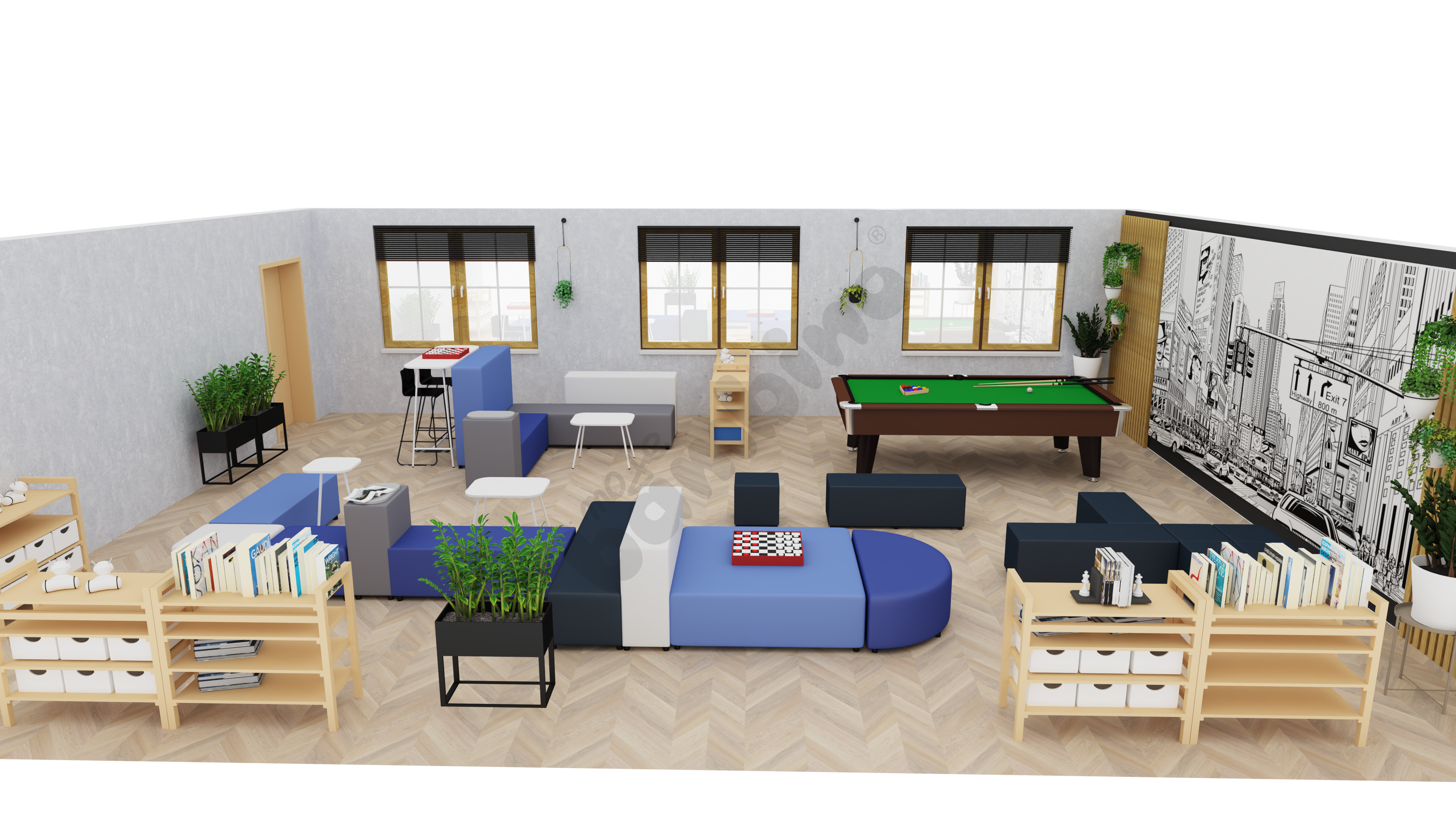 Sala relaksacyjna w  świetlicy szkolnej