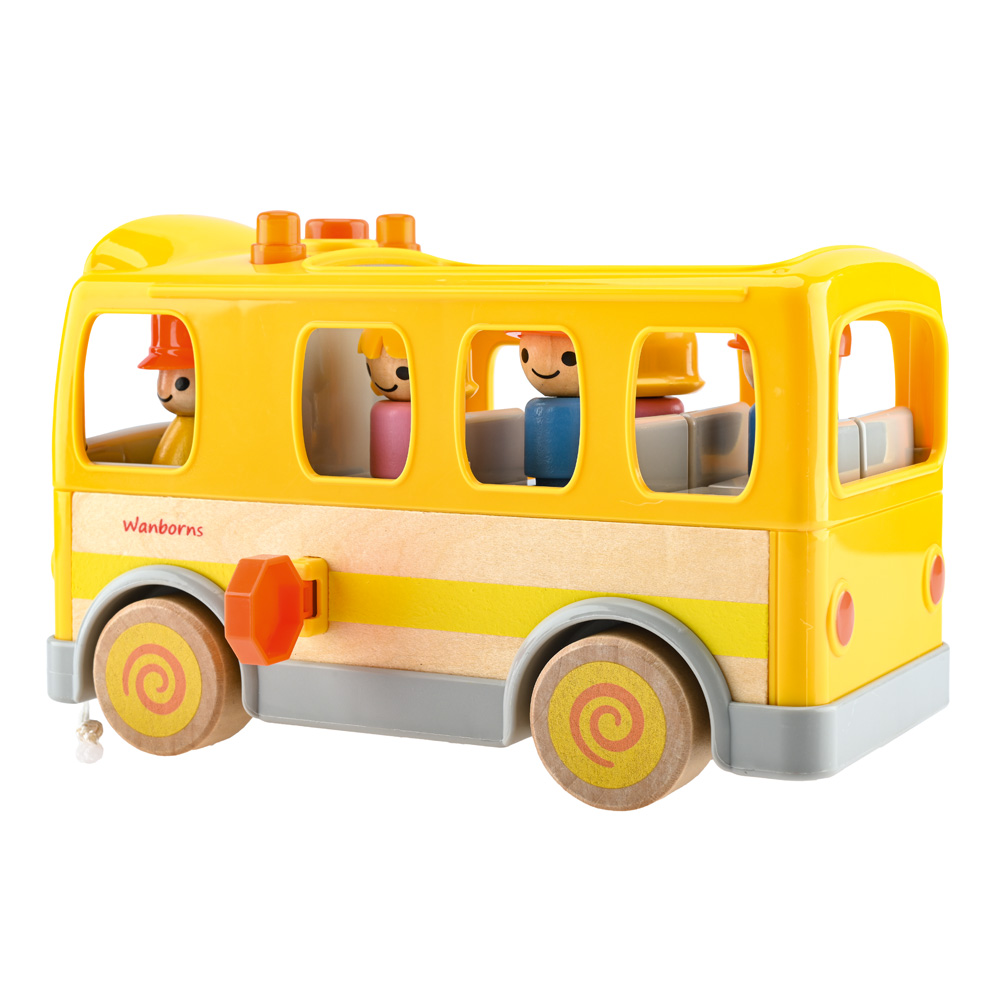 Drevený školský autobus so zvukom a svetlami