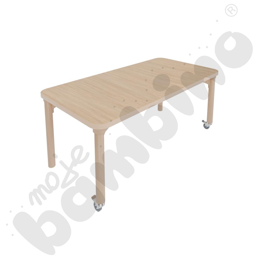 Stół Marcus 80 x 80 cm, rozm. 2, nogi drewniane brzozowe z 2 kółkami, blat klon, obrzeże ABS