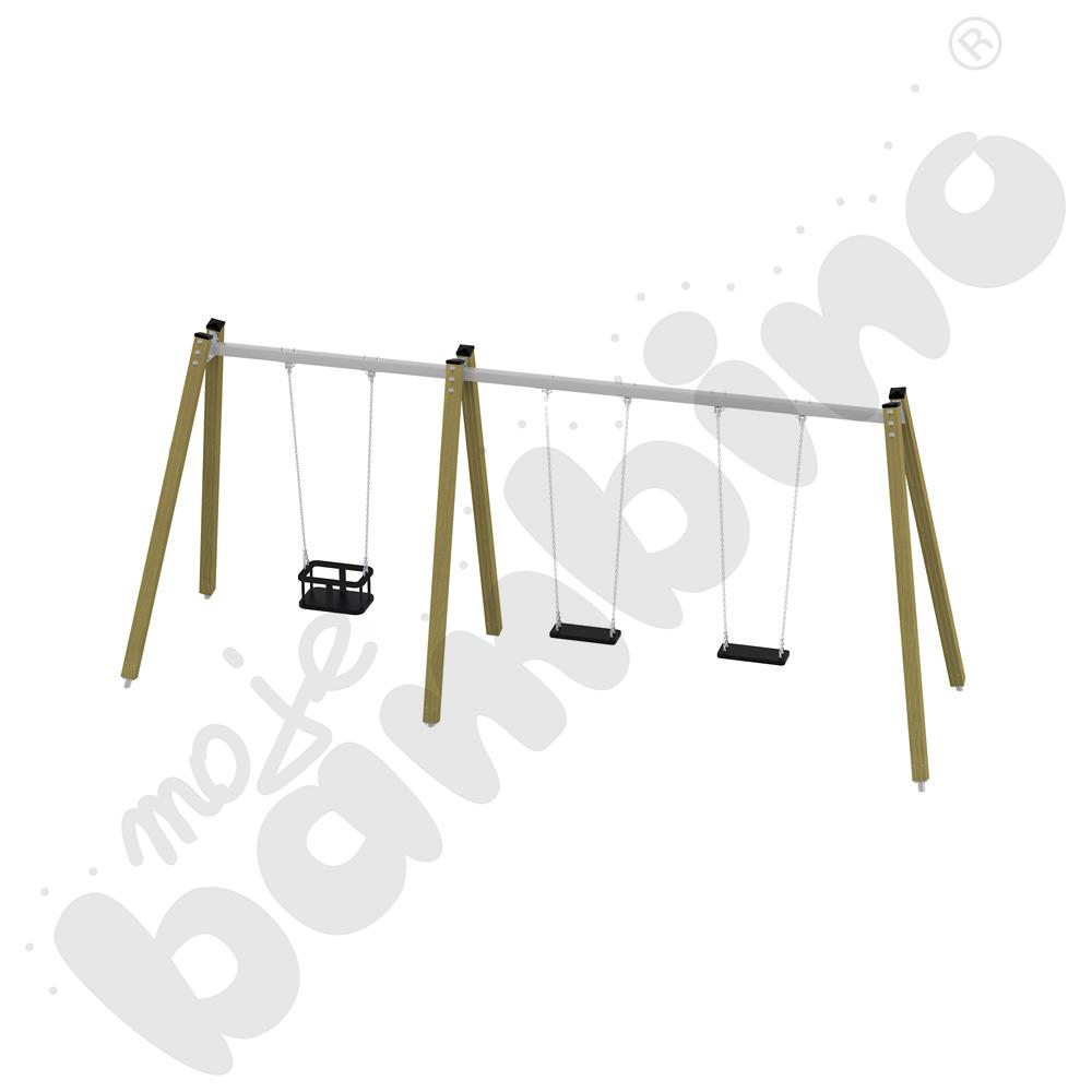 Huśtawka potrójna drewniana Triangulo/ bez zawiesi