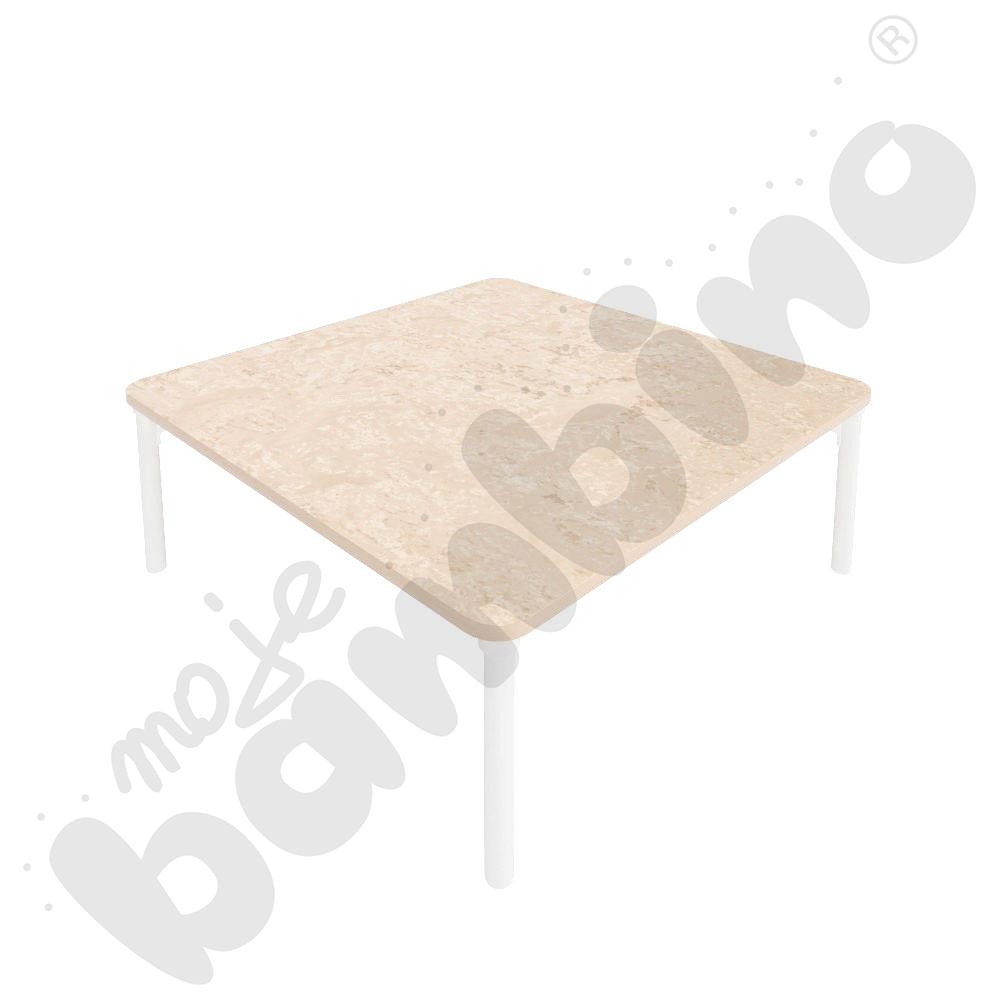Stół Marcus 120 x 120 cm, rozm. 1, nogi drewniane białe, blat cichy beżowy, obrzeże ABS