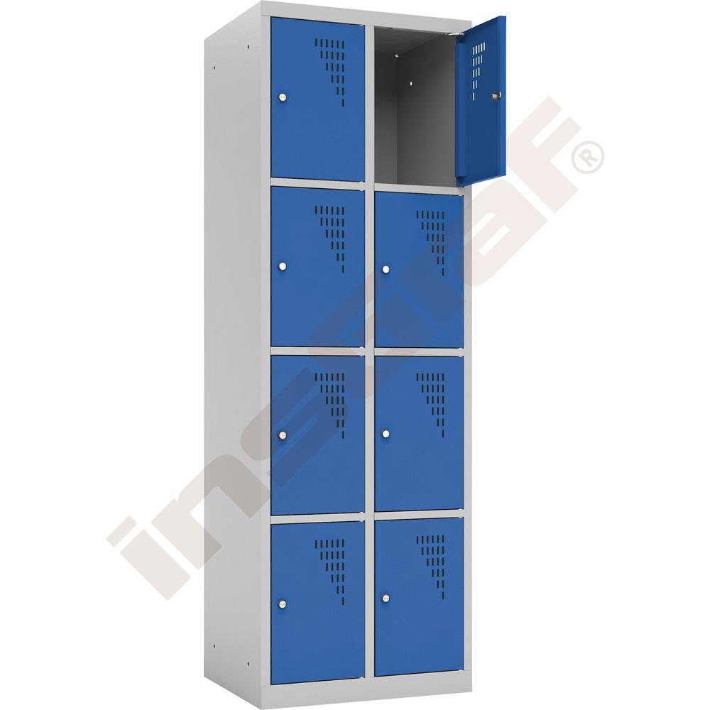 Šatní skříňka s 8 moduly, modrá dvířka 