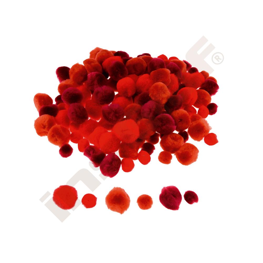 Pompons, 150 Stck., Tönung rot
