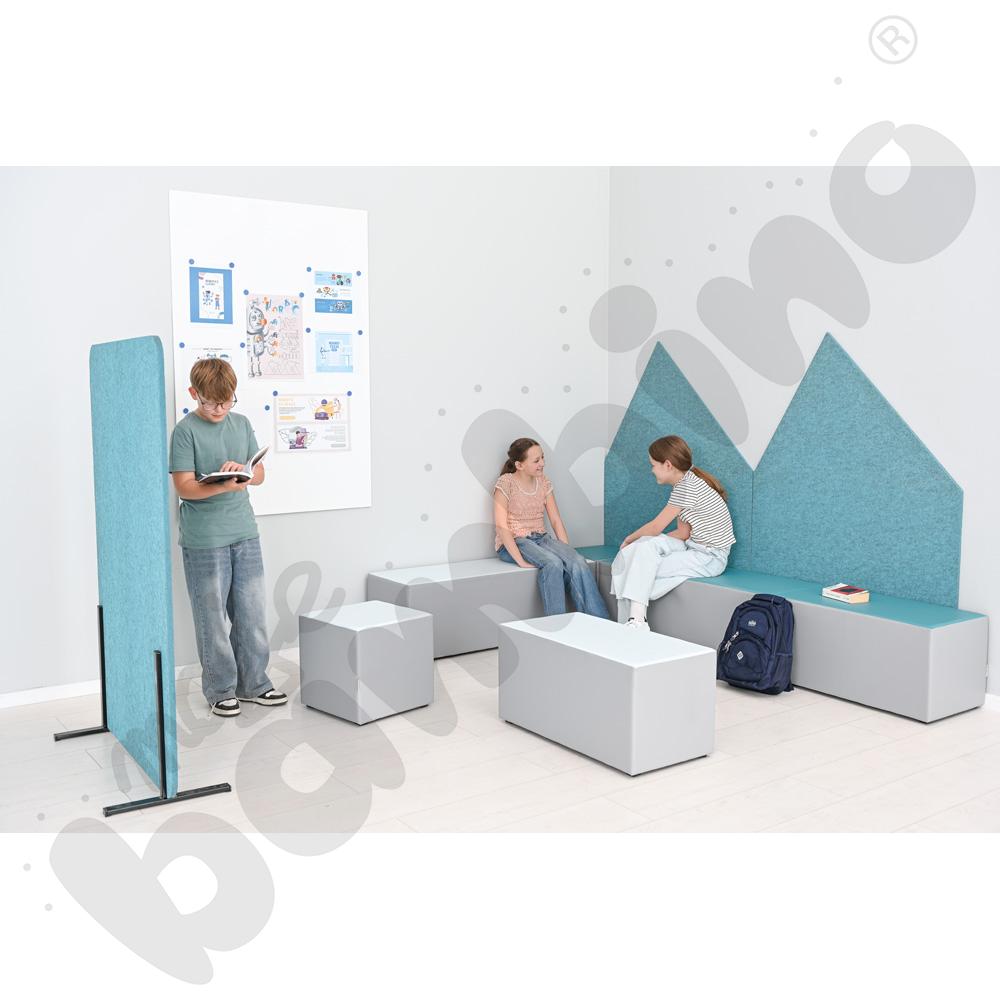 Siedzisko tapicerowane małe, szaro-turkusowe