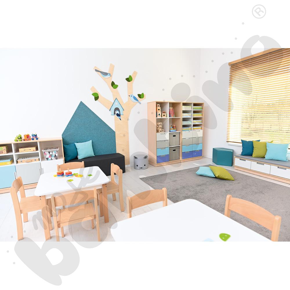 Quadro - regał XL z przegrodą i 3 półkami, klon jasny