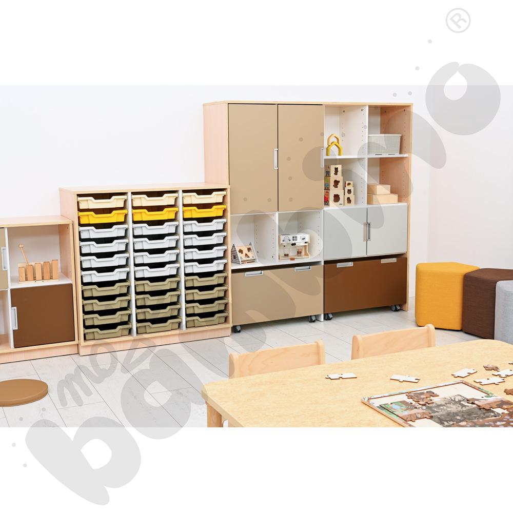 Quadro - szafka M+ na plastikowe pojemniki - z 2 przegrodami, klon jasny