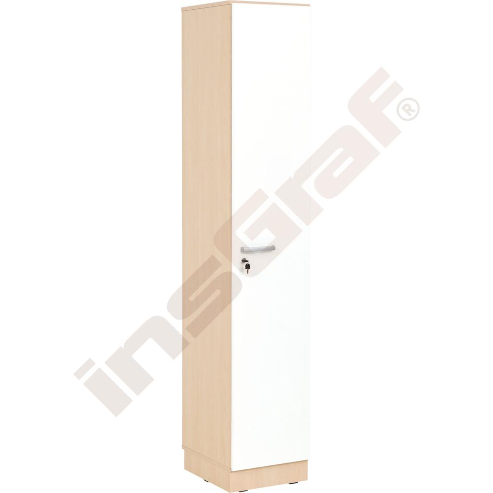 Šatní skříň Grande vysoká pro 1 osobu, hloubka 39,8 cm -světlý světlý javor + bílá dvířka