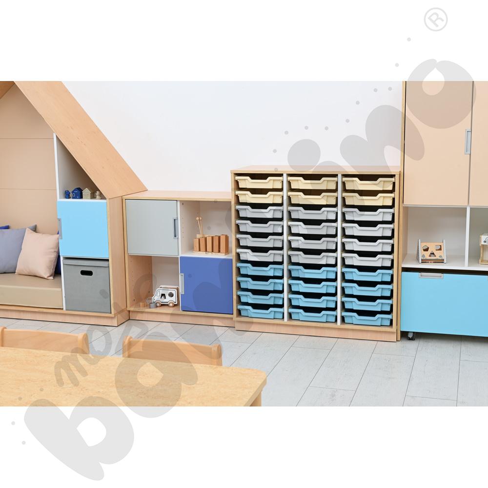 Quadro - szafka M+ na plastikowe pojemniki - z 2 przegrodami, klon jasny