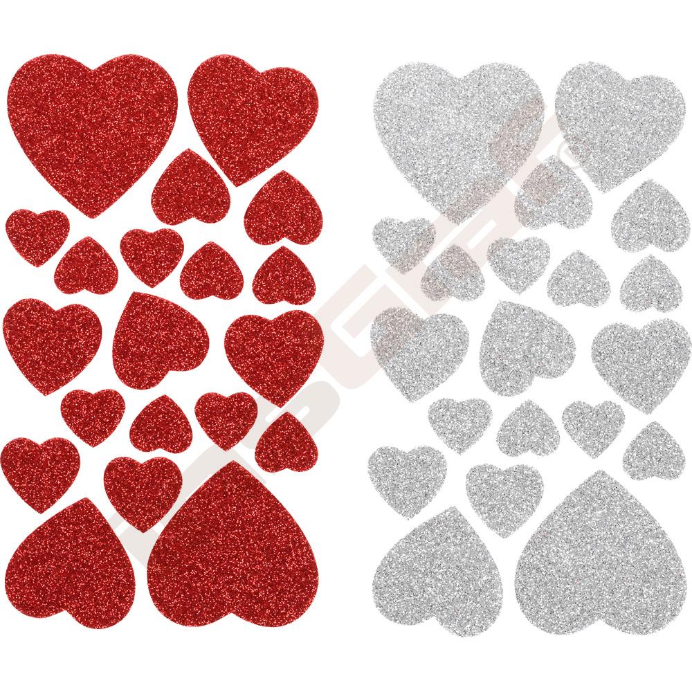 
Moosgummi-Glitzersticker – Herzen
