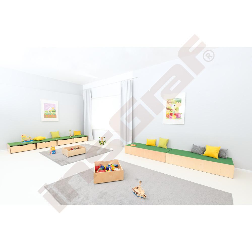 Pódium s úložným priestorom v predu, výška 30 cm - tmavozelené