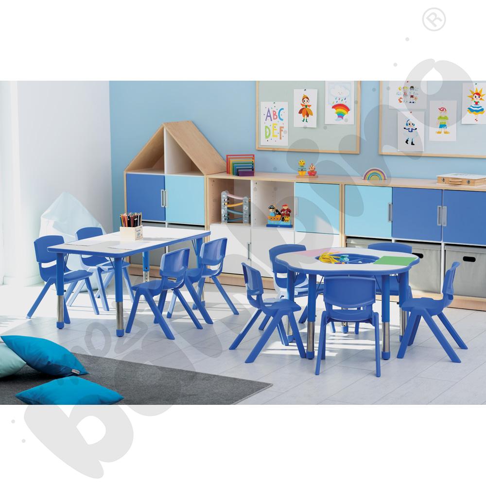 Stolik Pino z organizerem z regulowaną wysokością, rozm. 0-3 – niebieski