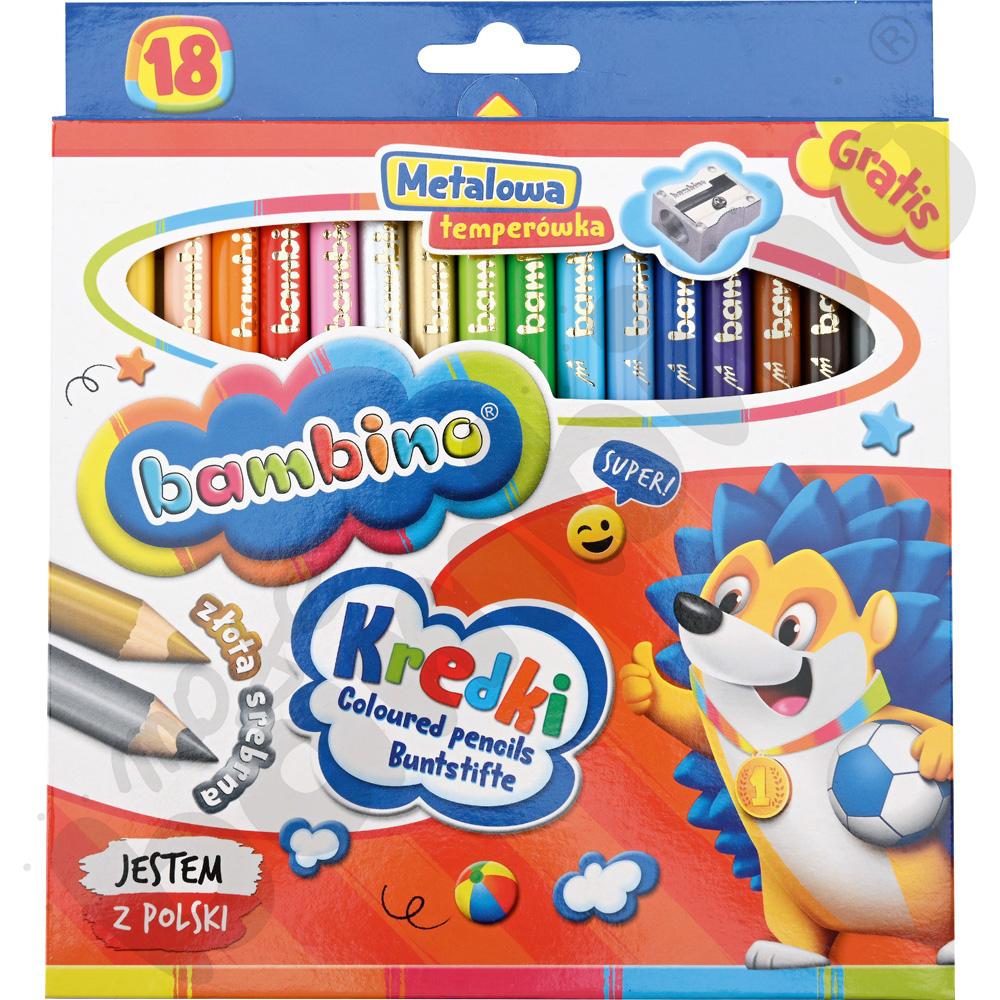 Kredki Bambino z nadrukiem, w drewnianej oprawie 18