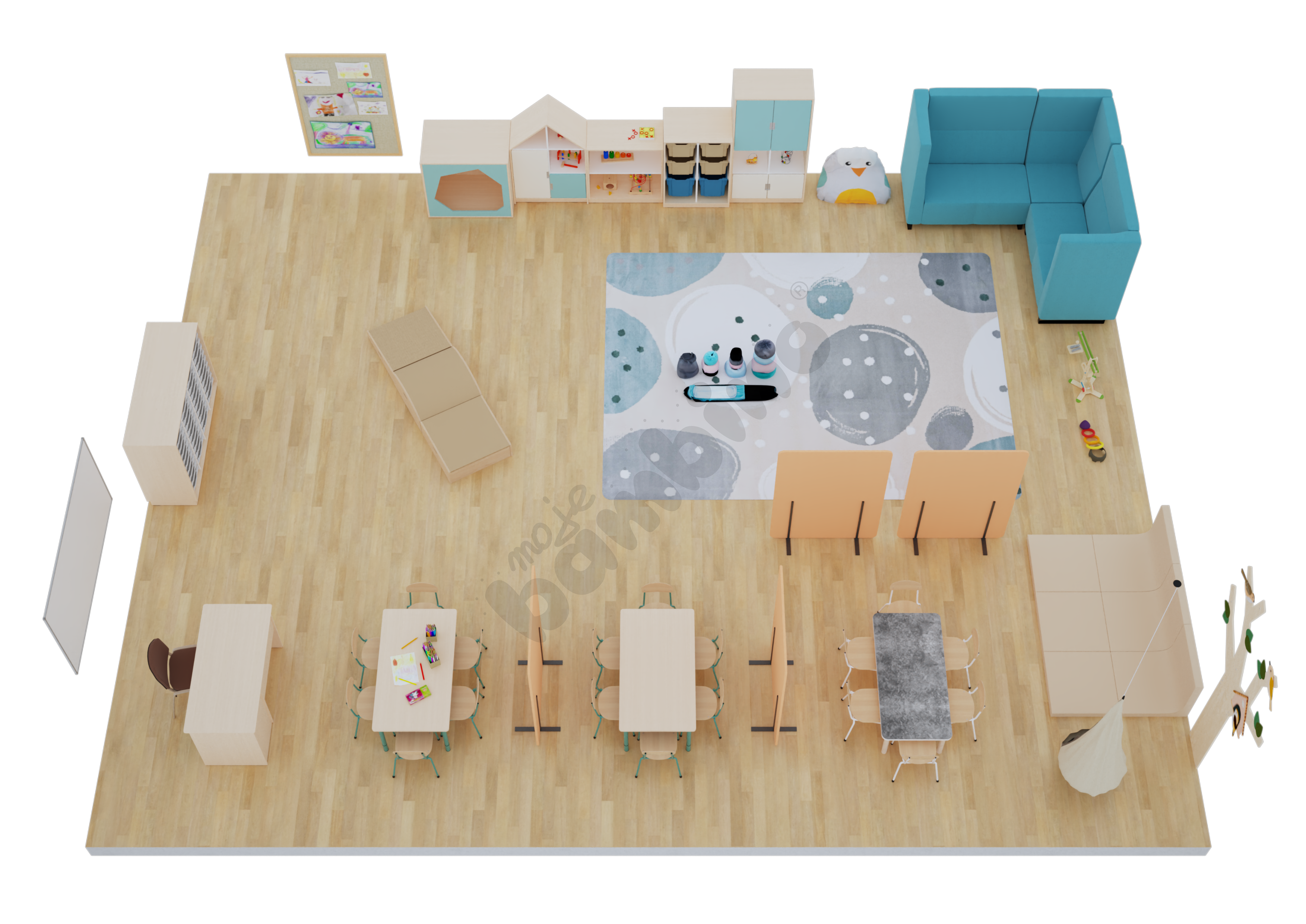 Sala przedszkolna z wyciszeniami