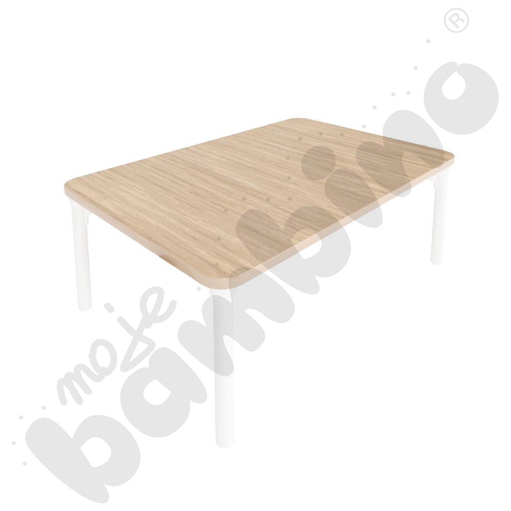 Stół Marcus śr. 120 cm, rozm. 1, nogi drewniane białe, blat HPL klon, obrzeże ABS