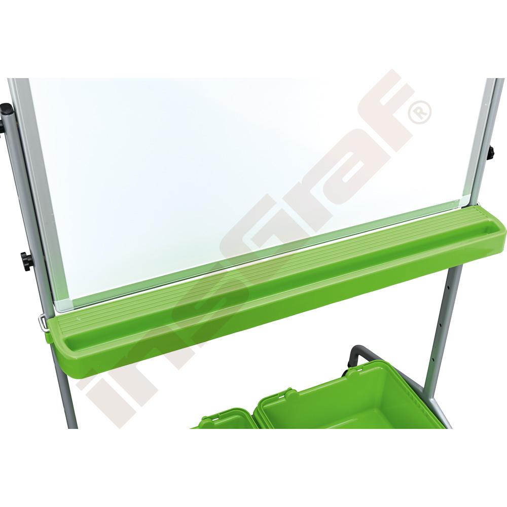 Bílá magnetická mobilní tabule 75 x 100 cm - zelené zásobníky