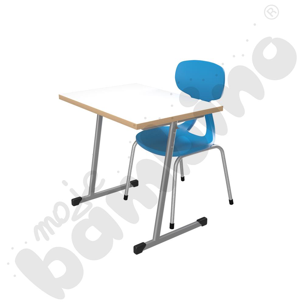 Stół T 1-os. biały z krzesłem Colores niebieskim, rozm. 4