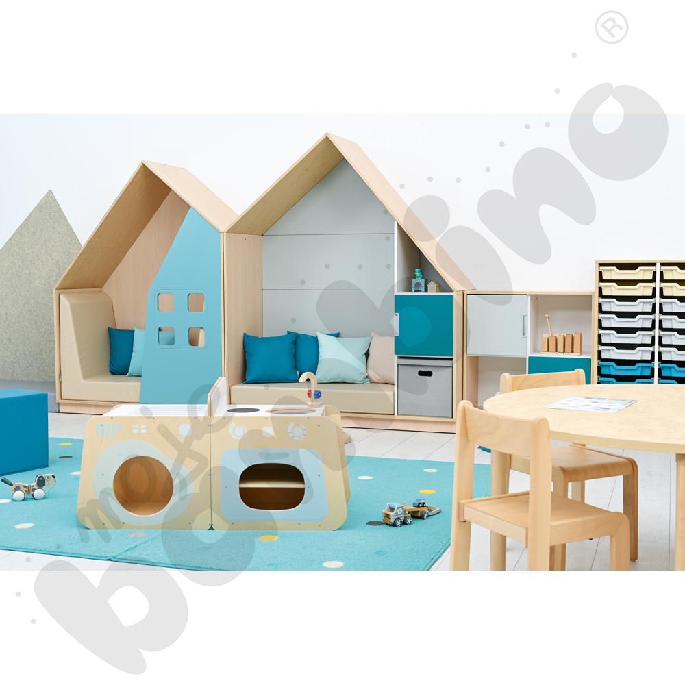 Quadro - szafka-domek z 2 półkami, skrzynia klon jasny,szara