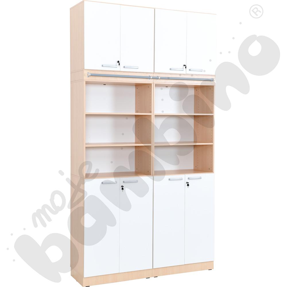 Grande - Wysoki regał z modułem do mocowania drabiny 43 - klonowo-biały