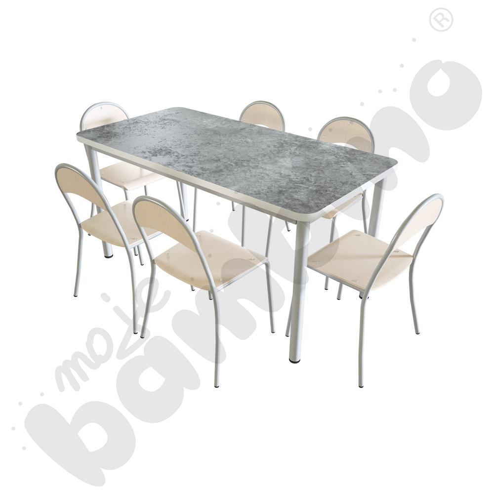 Cichy stół 140 x 70 szary z 6 krzesłami P aluminium, rozm. 3