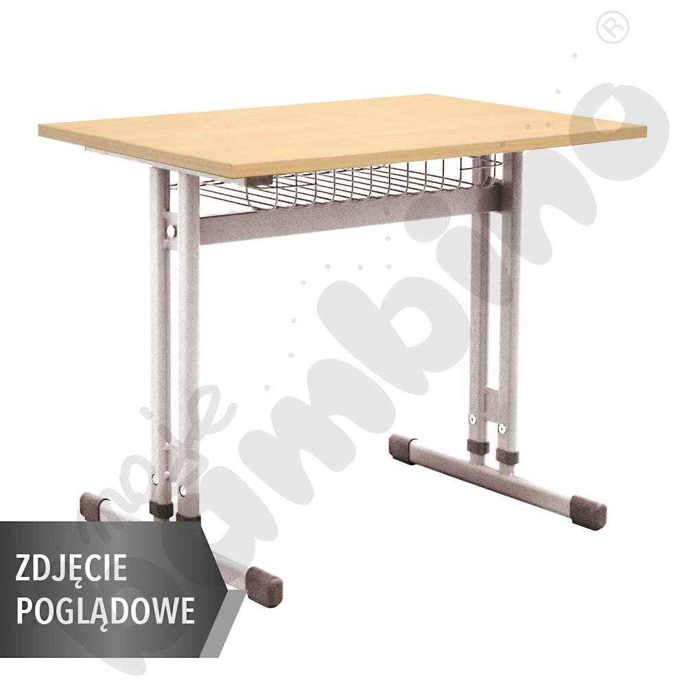 Stół IN-R 70x50 rozm. 3–7, 1os., stelaż czerwony, blat buk, obrzeże PU, narożniki zaokrąglone