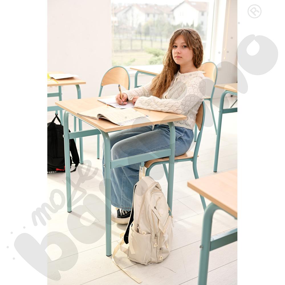 Stół Daniel 1-os. klon 375 z krzesłem P, rozm. 6, turkusowe