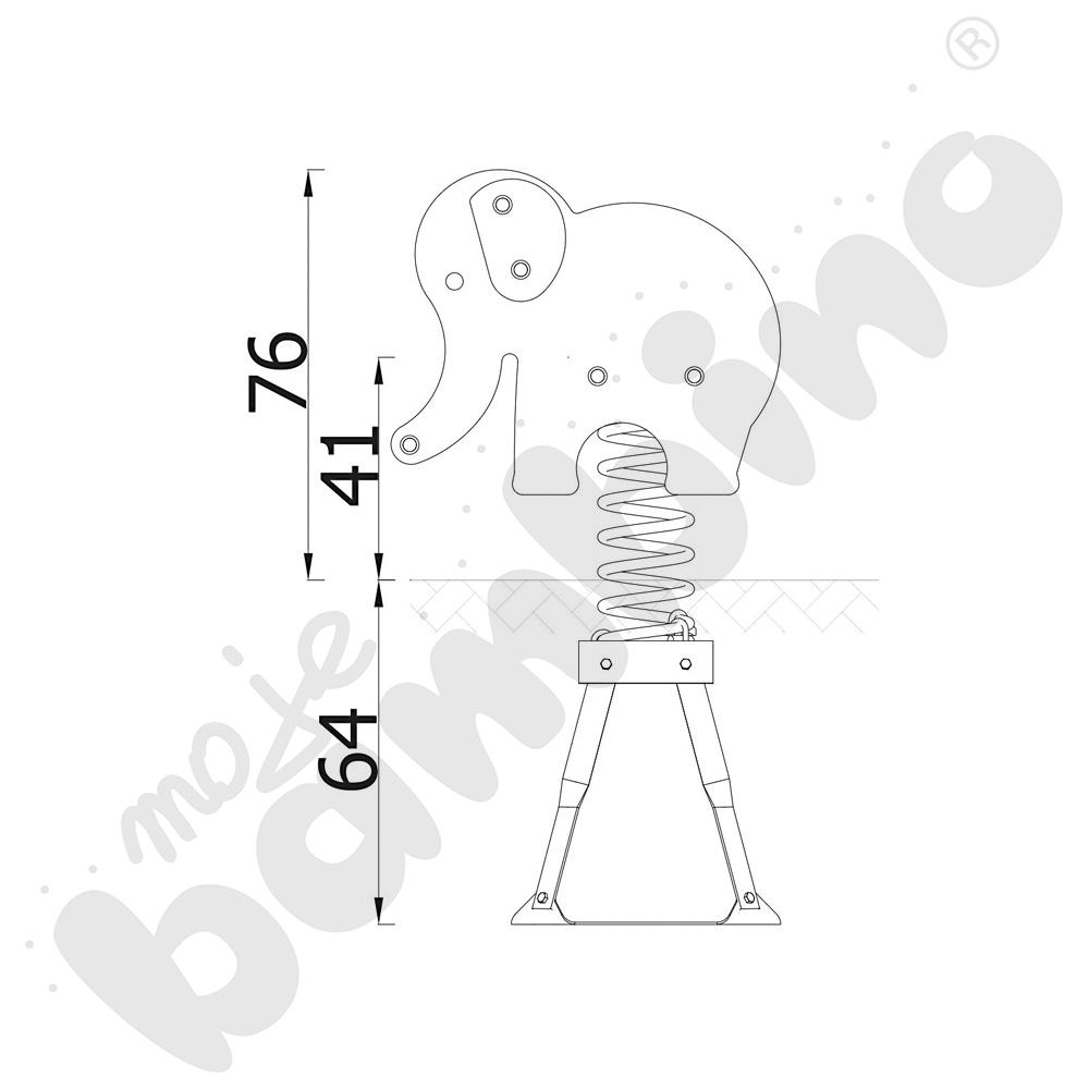 Sprężynowiec Słoń na podstawie metalowej