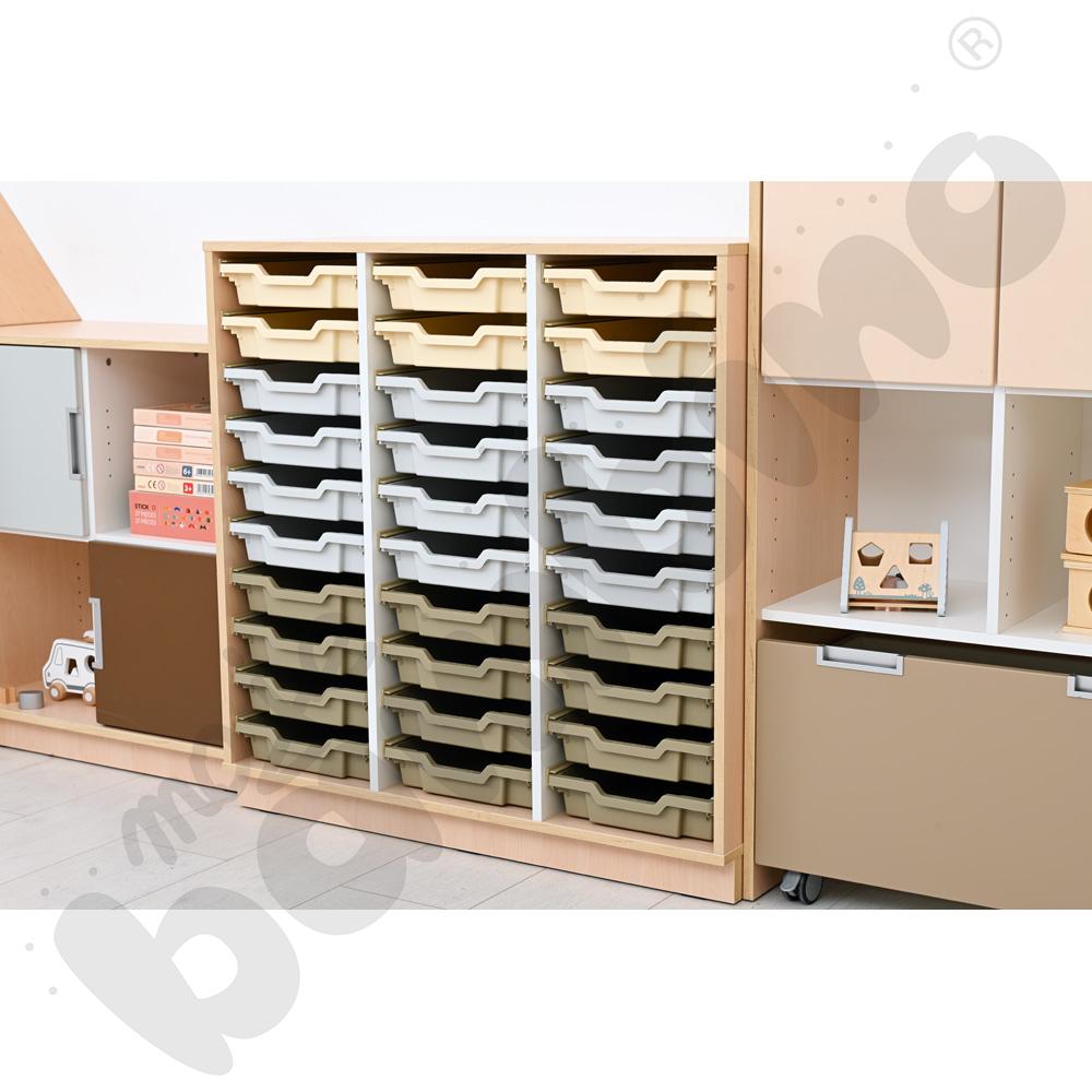 Quadro - szafka M+ na plastikowe pojemniki - z 2 przegrodami, klon jasny