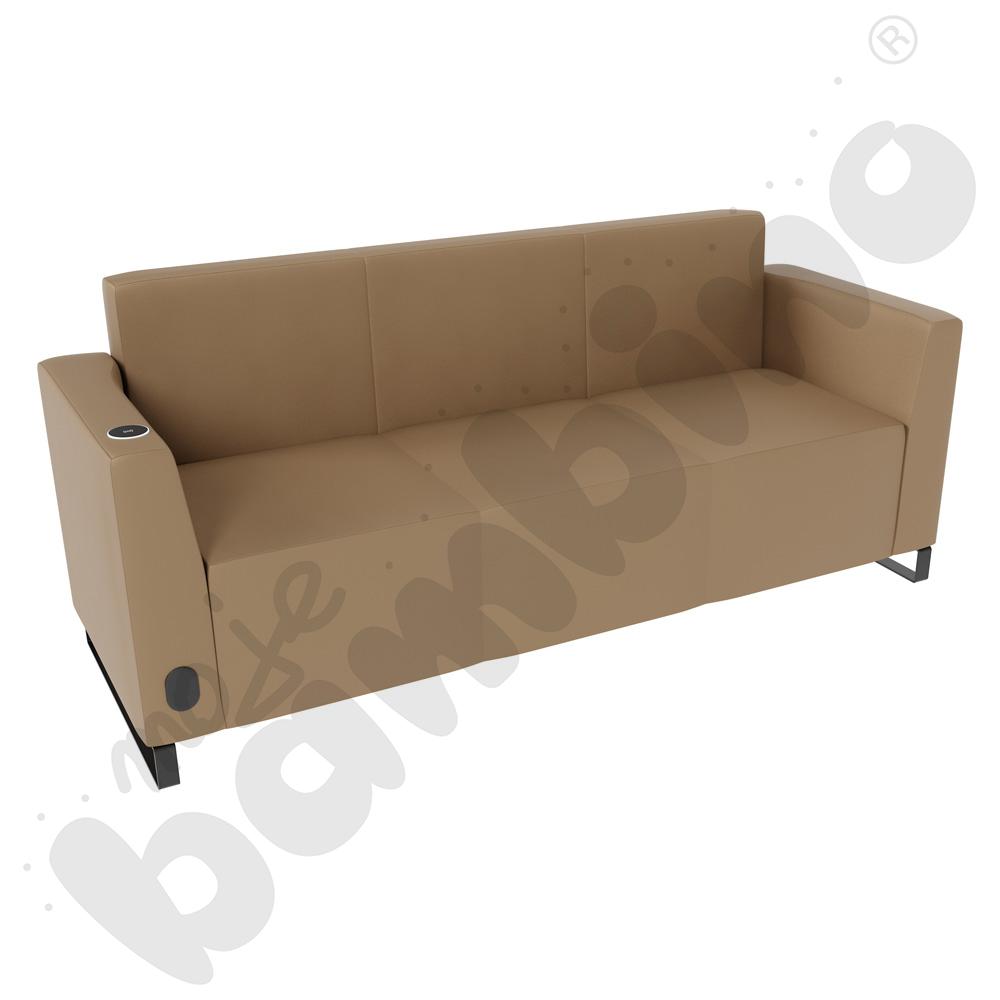 Sofa Universum 3-os. wys. 82 cm, 2 boki niskie, lewy z gniazdkiem elektrycznym i indukcją, tkanina MT04