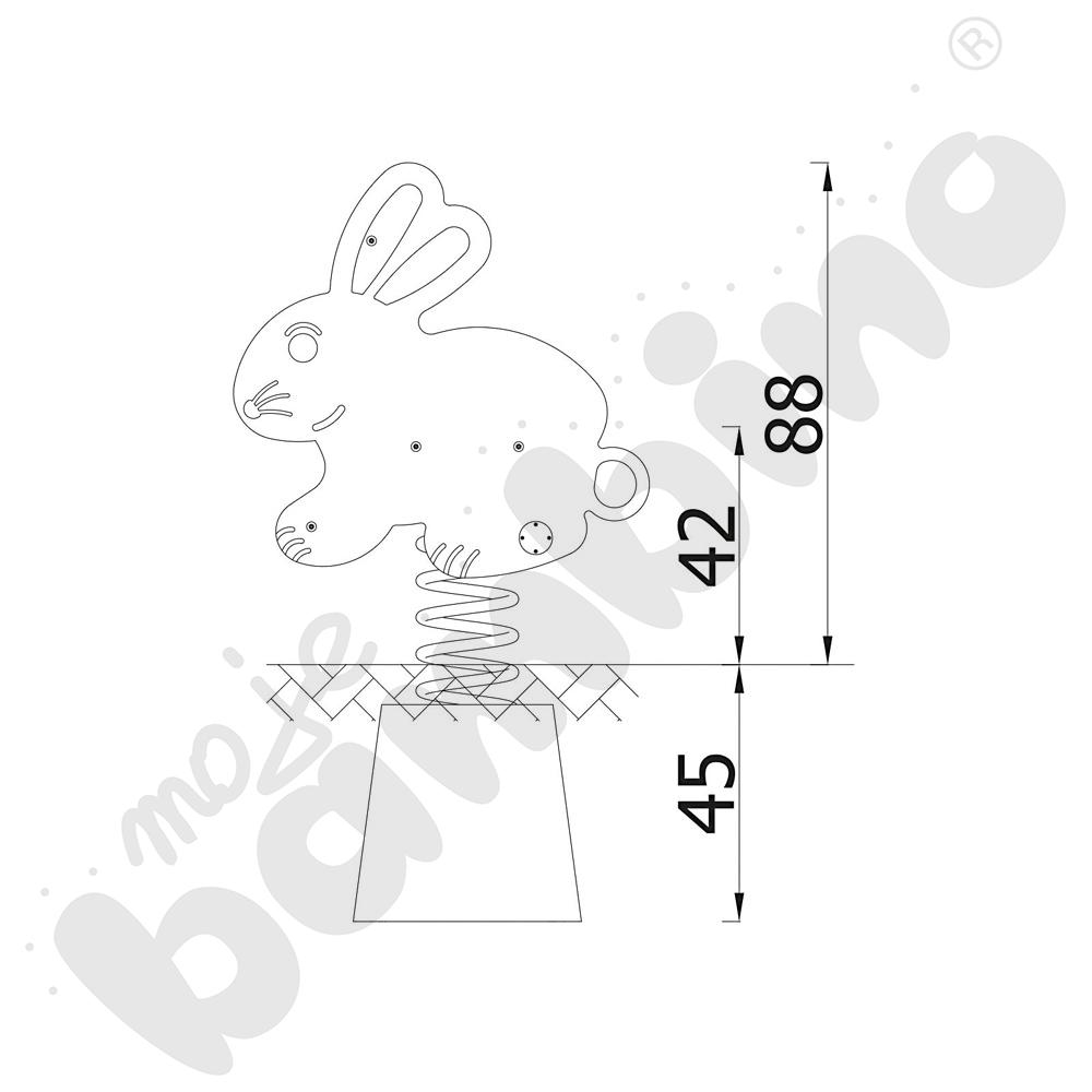Sprężynowiec Zajączek na podstawie metalowej
