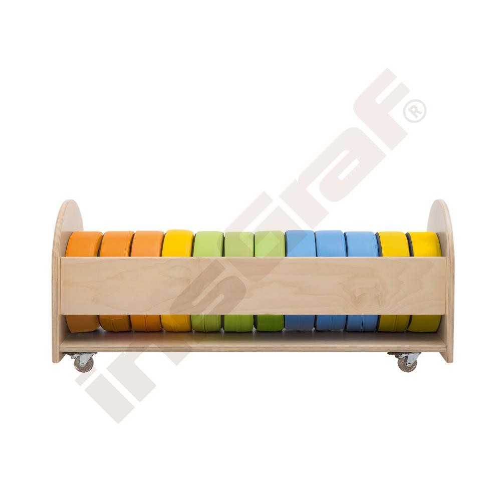 
Wagen mit 12 runden Sitzkissen, pastell
