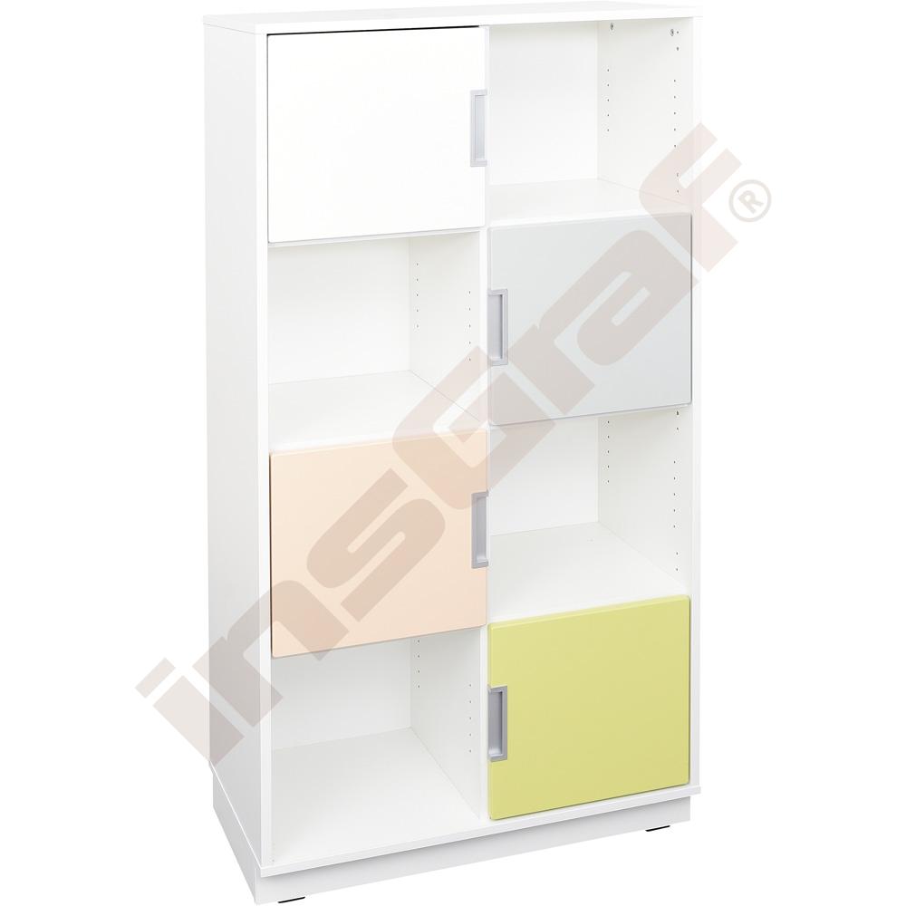 Quadro - regál XL s předělem a 3 policemi, bílý 