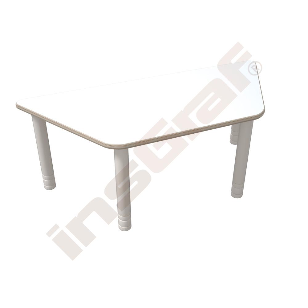 Flexi lichoběžníkový stůl 120 x 60 x 70 x 60 - HPL bílý, bílé nohy