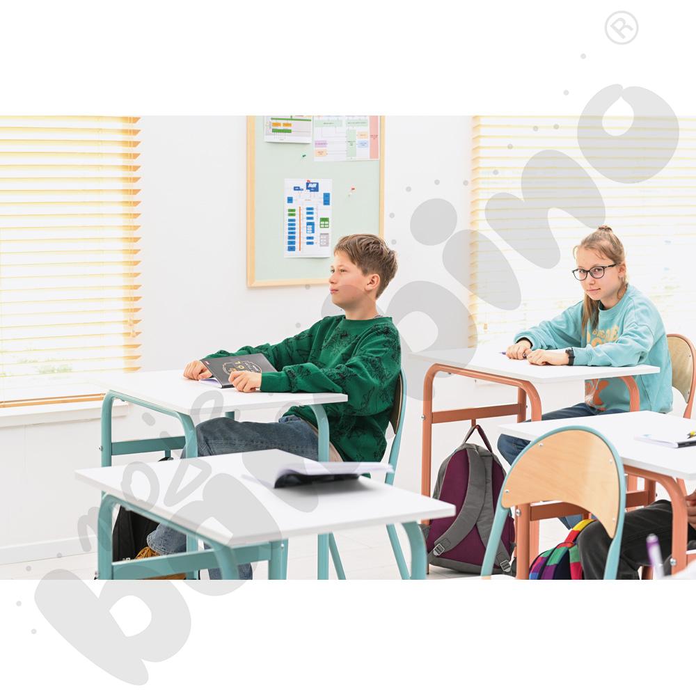 Stół Daniel 1-os. klon 375 z krzesłem P, rozm. 6, turkusowe