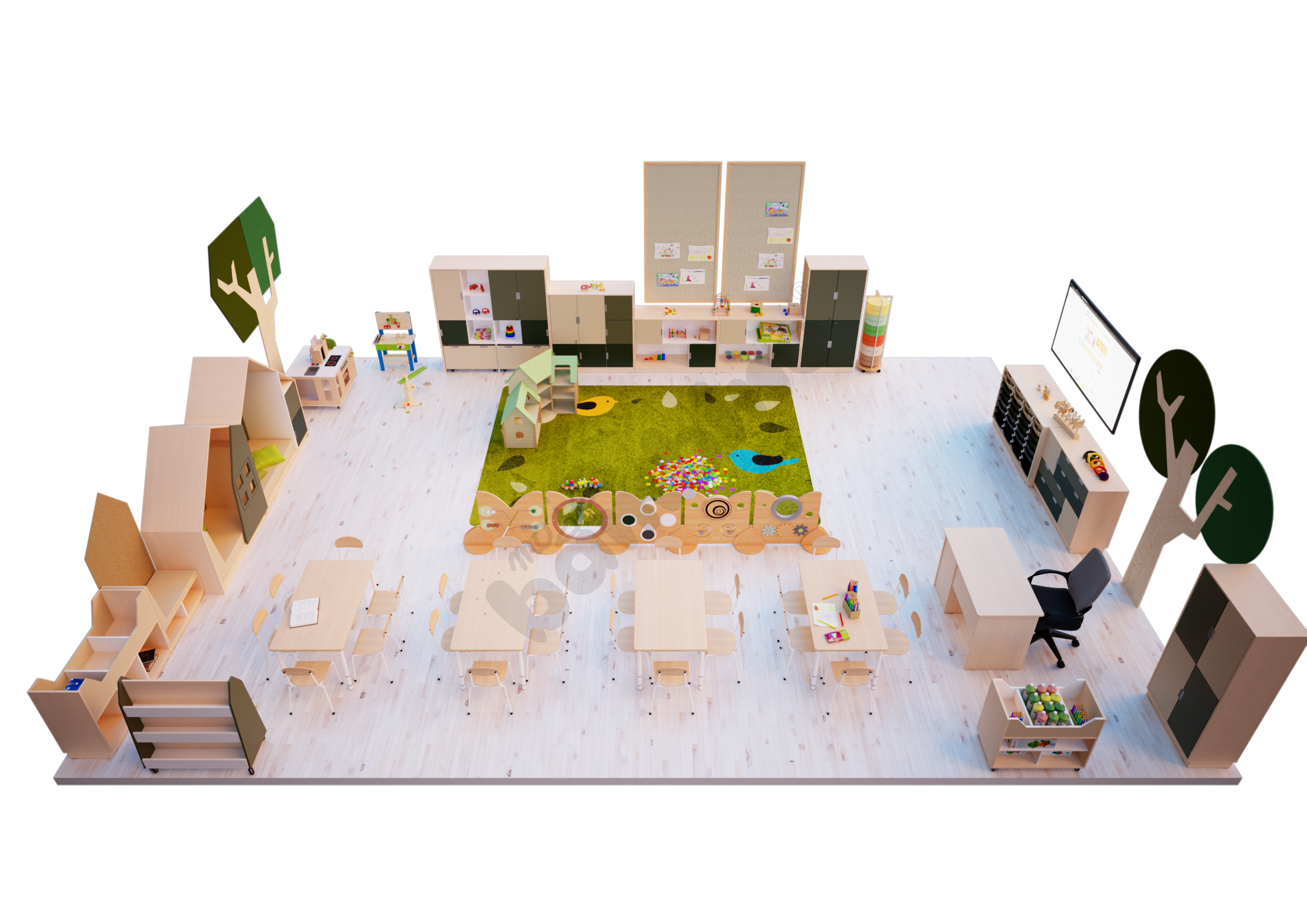 Sala przedszkolna Quadro w odcieniach zieleni