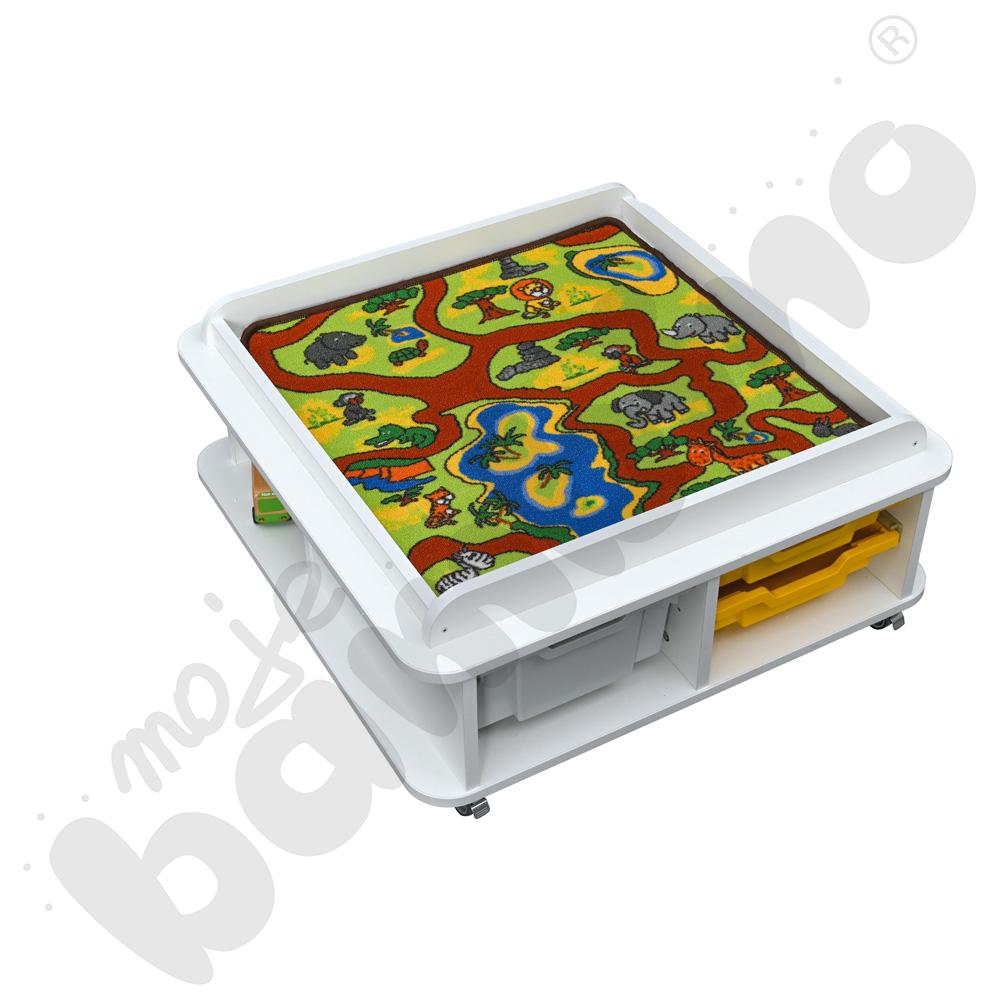 Stolik kwadratowy na matę biały – niski