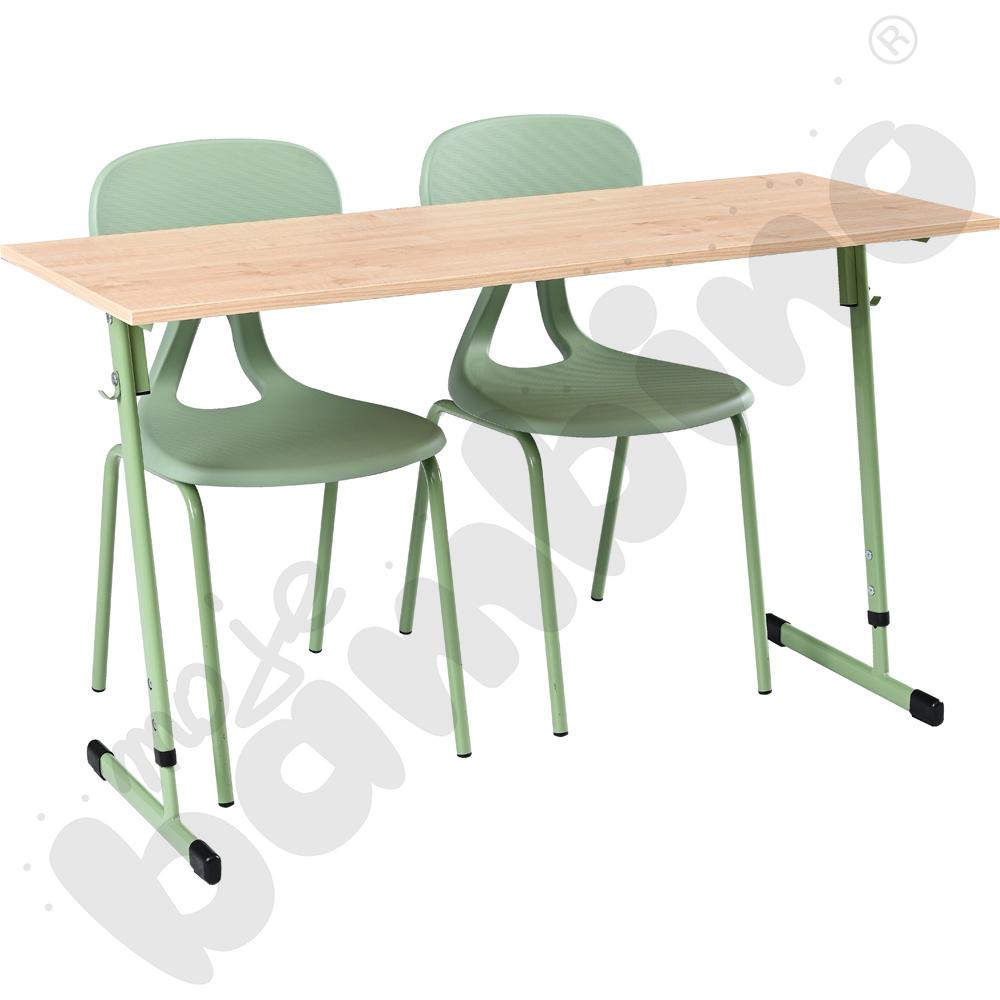 Stół T 2-os. klon, rozm. 5-6 z krzesłami Colores,  rozm. 6, oliwkowy