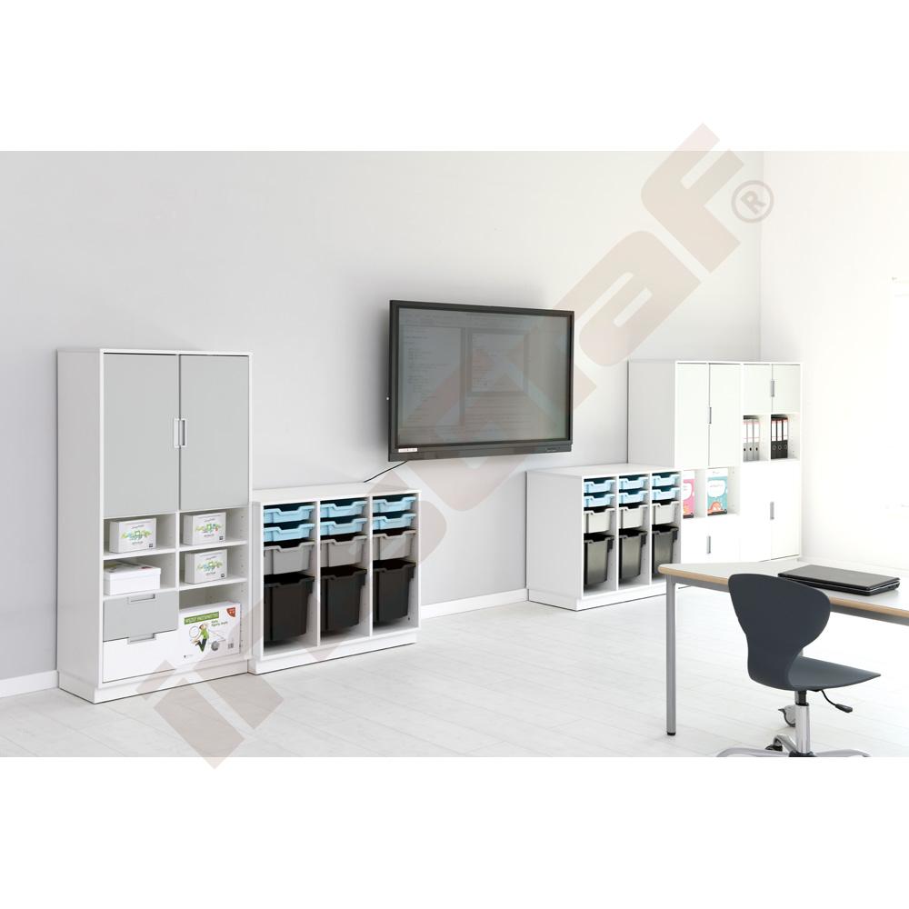 Quadro - skříňka M na plastové zásobníky, se 2 předěly - bílá 