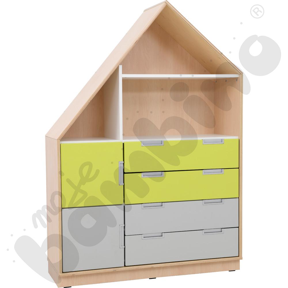 Quadro - szafka-domek z 3 półkami i na 4 szerokie szuflady, skrzynia klon jasny