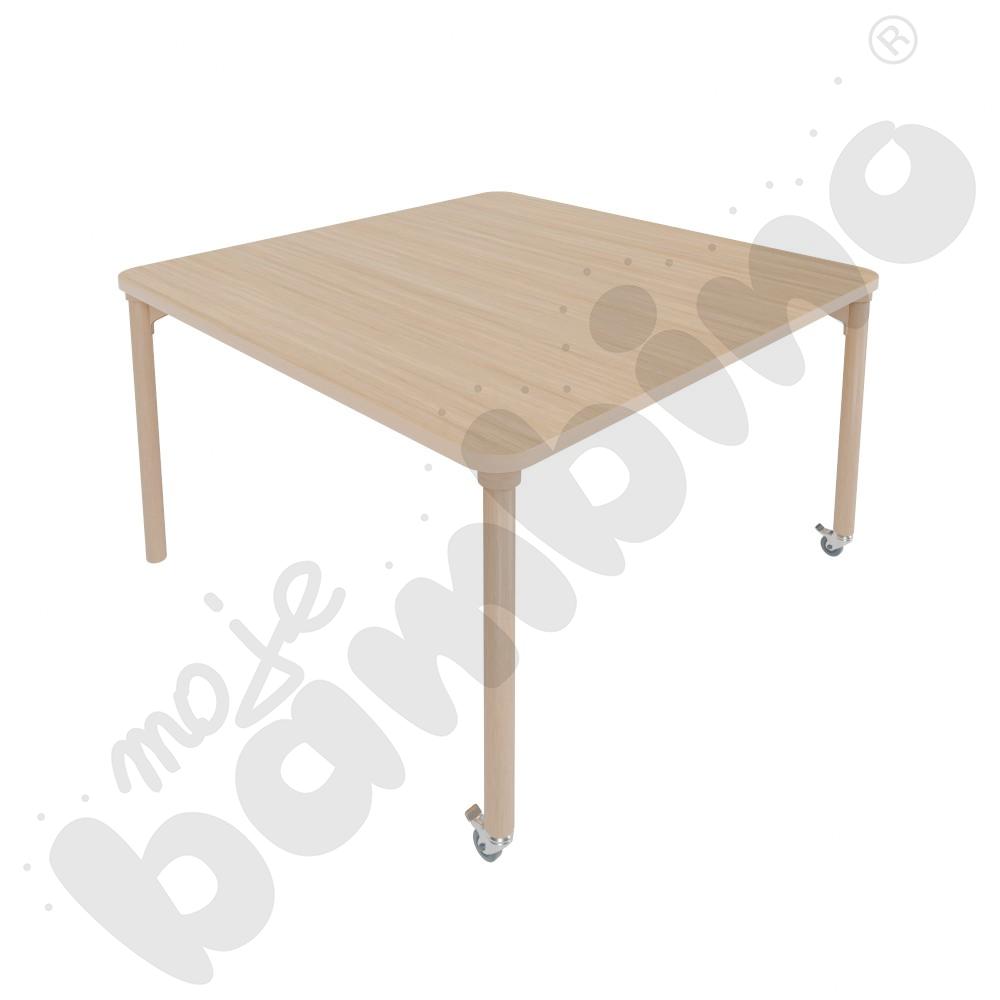 Stół Marcus śr. 120 cm, rozm. 3, nogi drewniane brzozowe z 2 kółkami, blat klon, obrzeże ABS