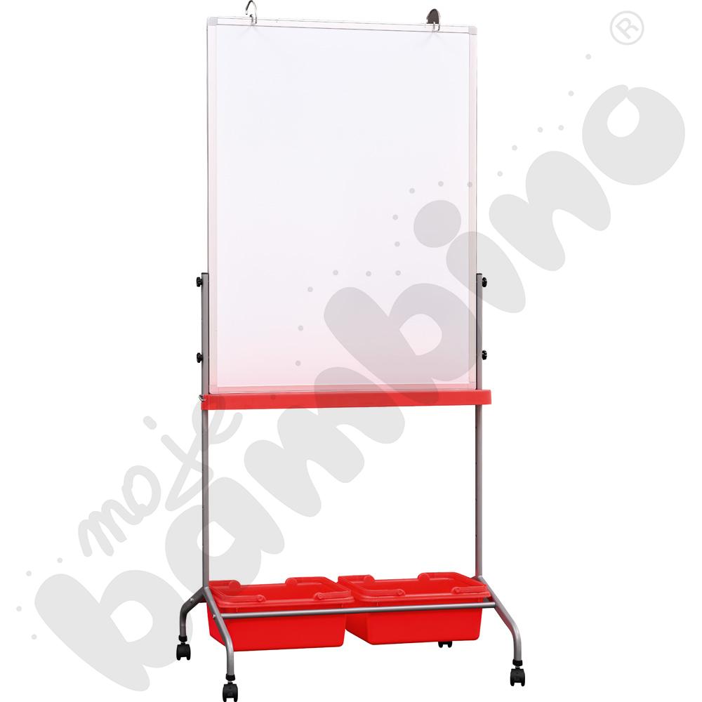 Tablica suchościeralna magnetyczna mobilna 75 x 100 cm – czerwone pojemniki