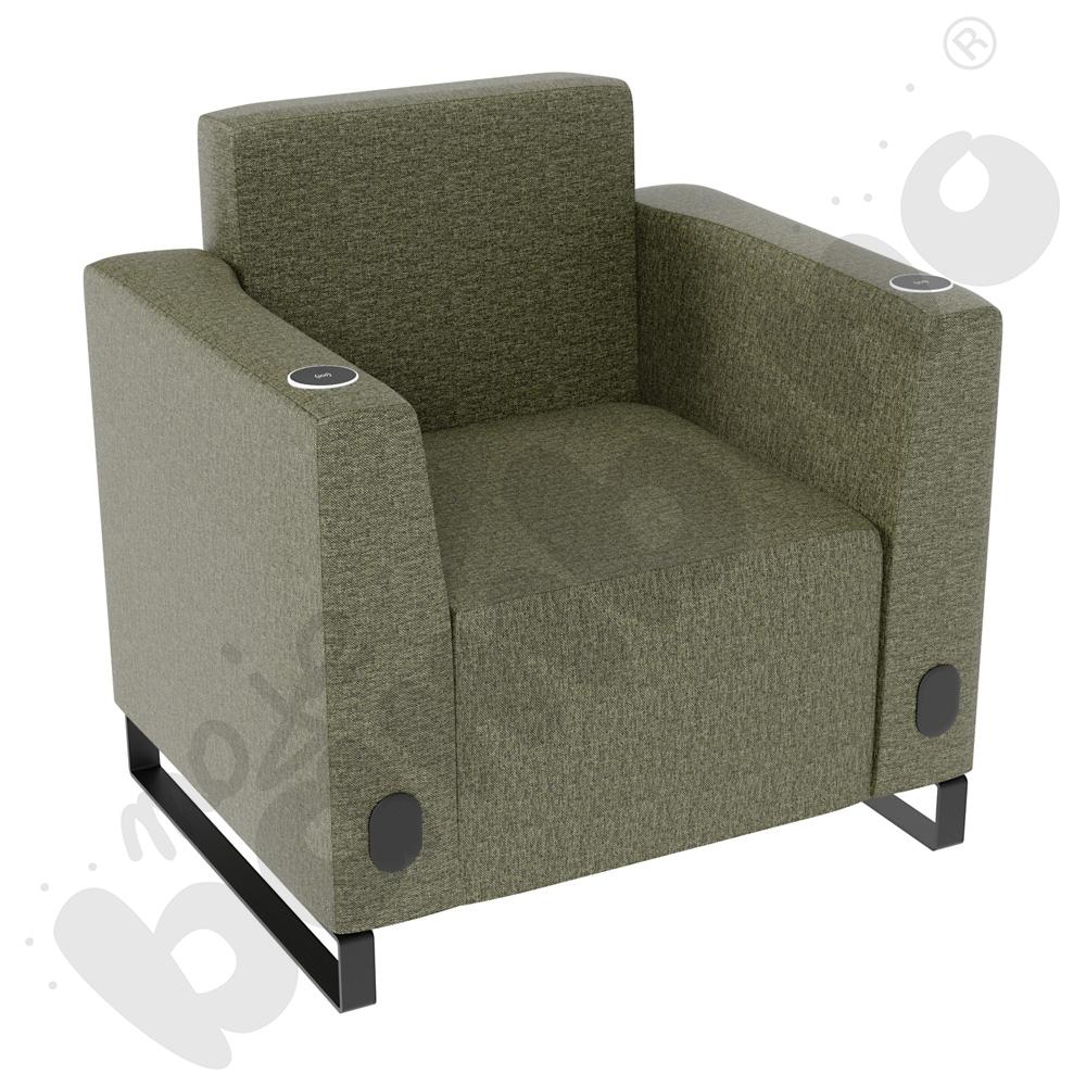 Fotel Universum wys. 82 cm, 2 boki niskie, oba z gniazdkiem elektrycznym i indukcją, tkanina RO27