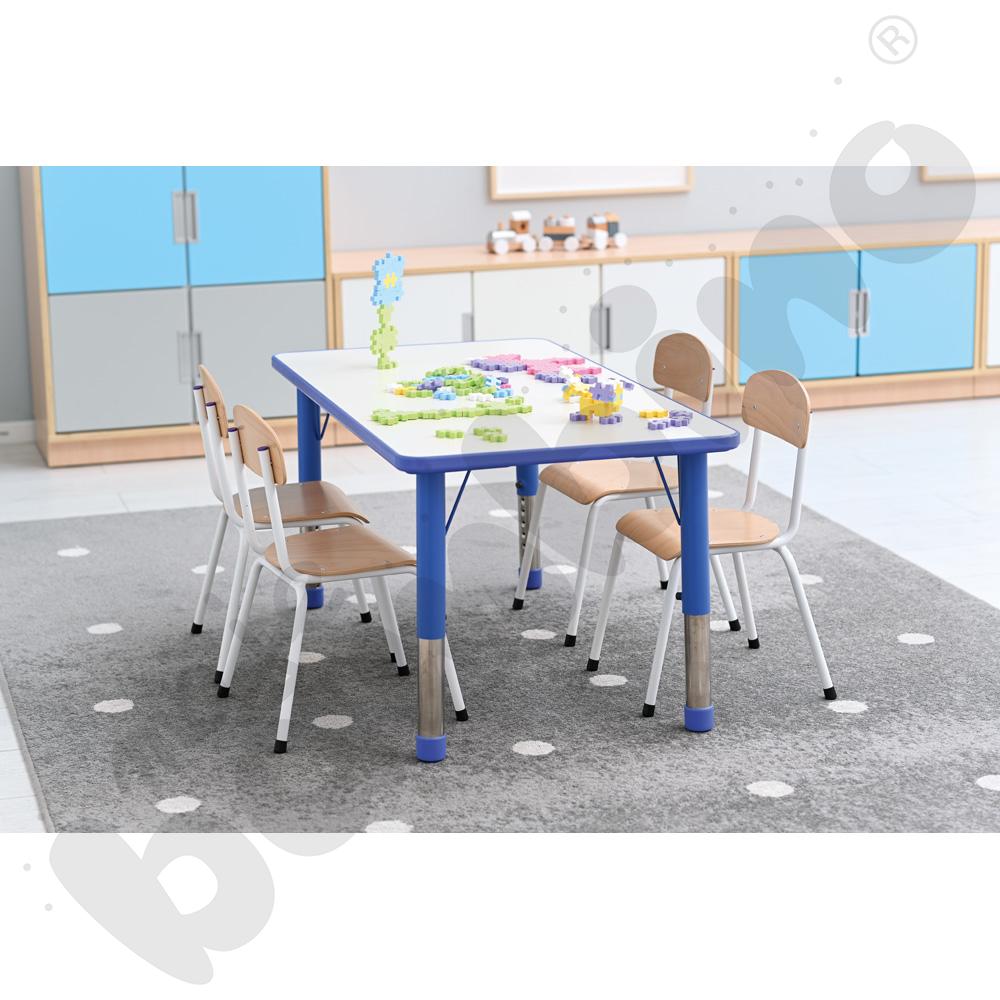 Stolik Pino prostokątny z regulowaną wysokością, rozm. 0-3 - niebieski