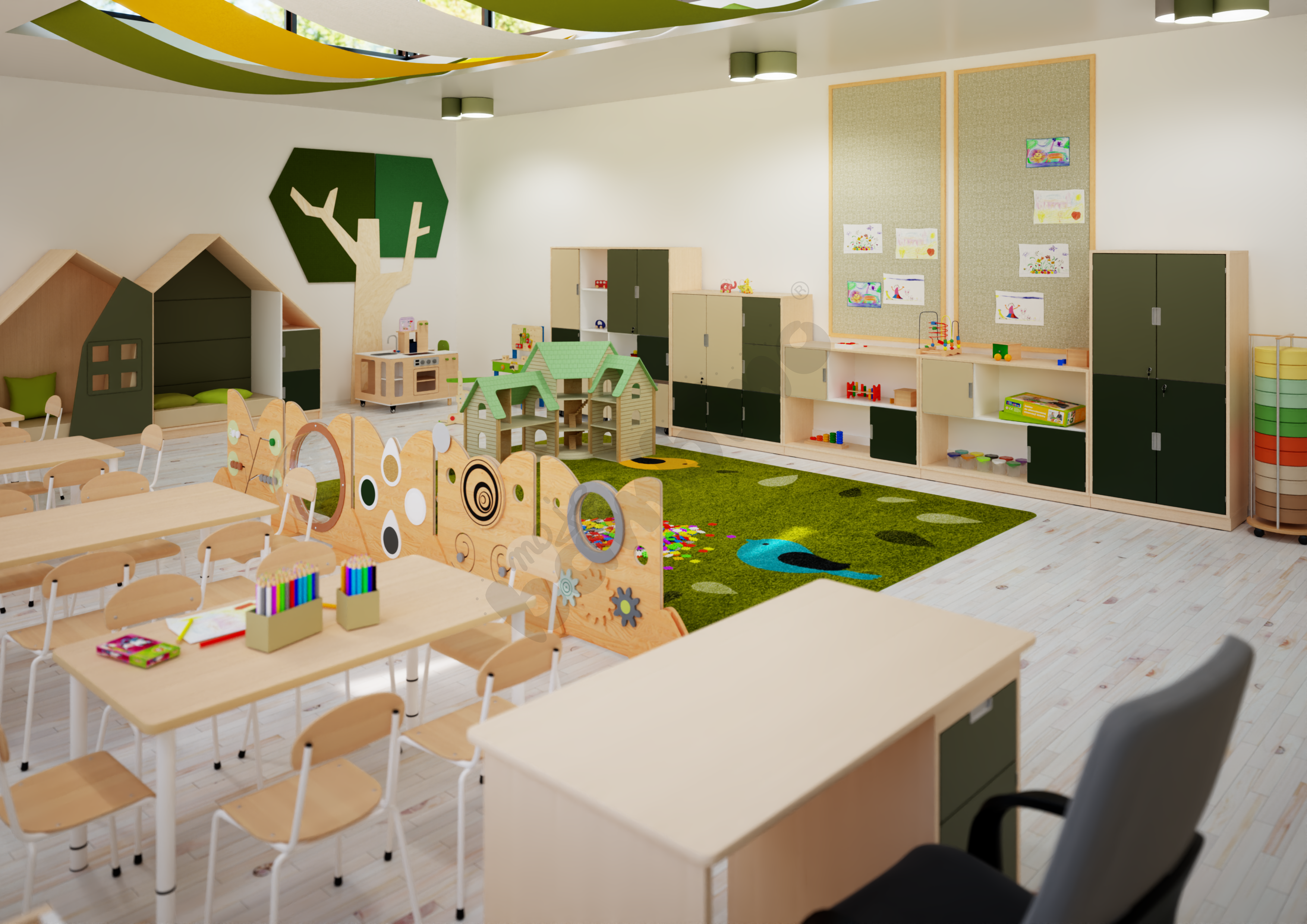 Sala przedszkolna Quadro w odcieniach zieleni