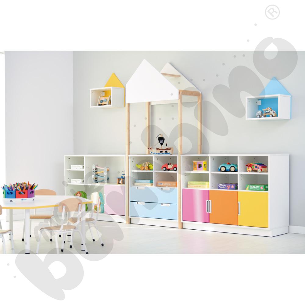 Szafka wisząca Rika - domek Quadro żółty, skrzynia biała