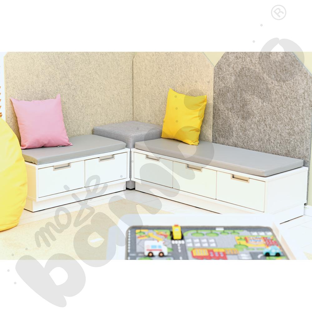 Quadro - szafka-ławeczka 3 - szary materac - biała